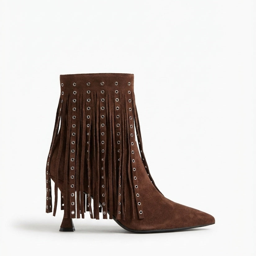 Suede Fringe Ankle Boots
