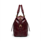 Classic Leather Satchel with Vintage Gold Hardware