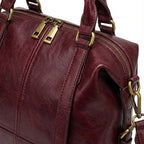 Classic Leather Satchel with Vintage Gold Hardware
