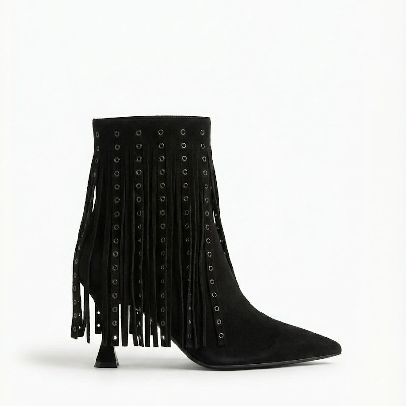 Suede Fringe Ankle Boots