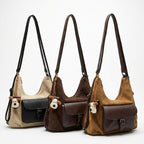 Vintage-Inspired Canvas & Leather Hobo Bag
