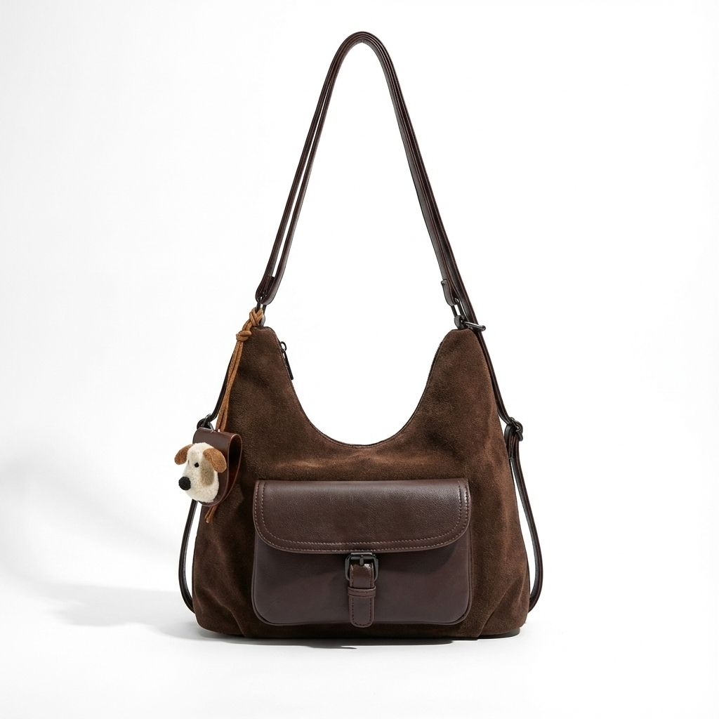 Vintage-Inspired Canvas & Leather Hobo Bag