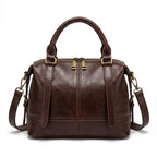Classic Leather Satchel with Vintage Gold Hardware