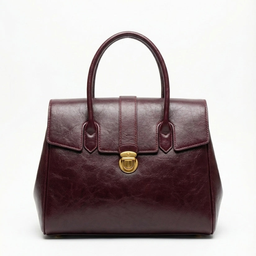 Luxurious Burgundy Leather Satchel