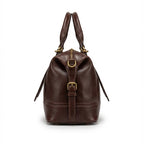 Classic Leather Satchel with Vintage Gold Hardware