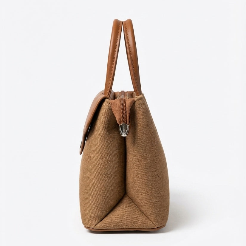 Classic Canvas & Leather Satchel