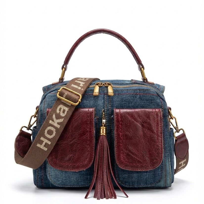 Vintage-Wash Denim Crossbody