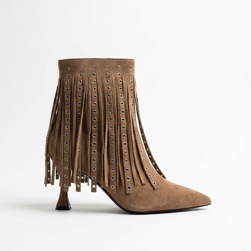 Suede Fringe Ankle Boots